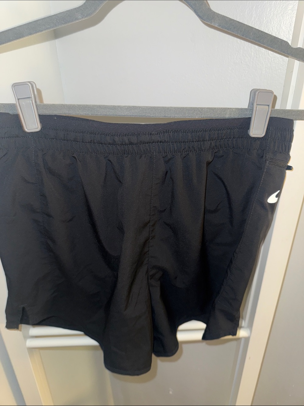Nike Women’s Black Athletic Shorts with White Swoosh